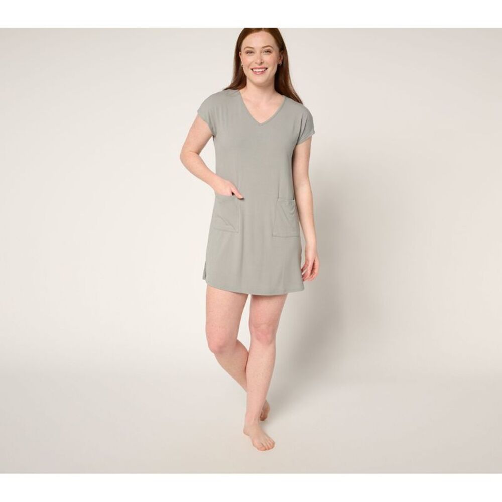 Muk Luks Women's Dress Sz S Butter Knit Short-Sleeve Shift Gray A685262